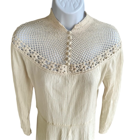 Balkan Dresses & Skirts - Balkan Antique Folk Crochet Cotton Dress